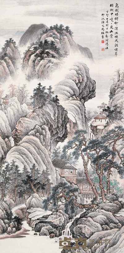 马骀 高阁清话图 轴 133.5×66cm